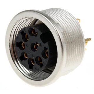 Lumberg 8 Pole Straight M16 DIN Socket Panel Mount Female Threaded Connector 60V AC 5A KFV 80