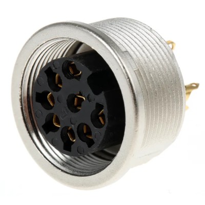 Lumberg 8 Pole Straight M16 DIN Socket Panel Mount Female Threaded Connector 60V AC 5A KFV 80