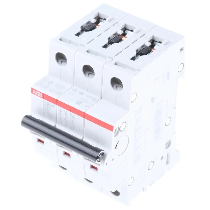 ABB System Pro M Compact Miniature Circuit Breaker 3-Pole 10A Type C 440V AC 12V DC 10kA Breaking 2CDS273001R0104 S203M-C10