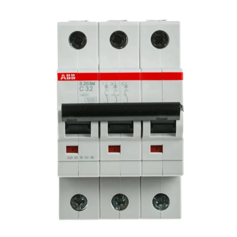 ABB System Pro M Compact Miniature Circuit Breaker 3-Pole 32A Type C 440V AC 12V DC 10kA Breaking 2CDS273001R0324 S203M-C32