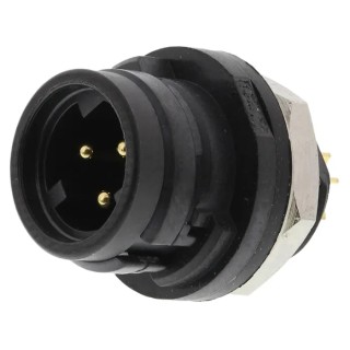 Hirose Miniature Circular Connector, 3 Contacts, Panel Mount, Socket Male, IP67 IP68, 100V AC, 5A, HR30 Series 