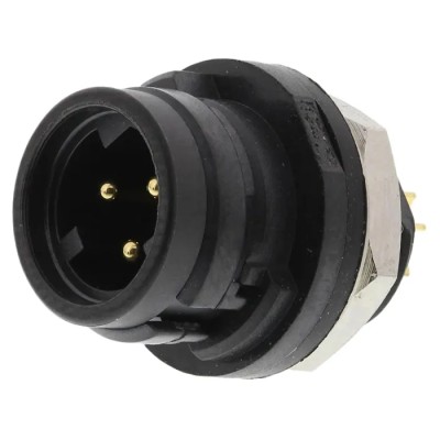 Hirose Miniature Circular Connector, 3 Contacts, Panel Mount, Socket Male, IP67 IP68, 100V AC, 5A, HR30 Series 
