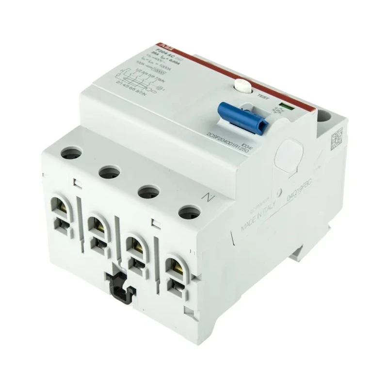 ABB F200 Series Residual Current Circuit Breaker 25A 4-Pole 30 mA Type AC 0.03 A 400V ac 2CSF204001R1250 F204 AC-25/0,03