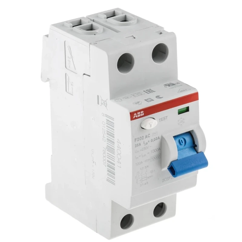 ABB F200 Series Residual Current Circuit Breaker 25A 2-Pole 30mA Type AC 230V AC 2CSF202001R1250 F202 AC-25/0,03