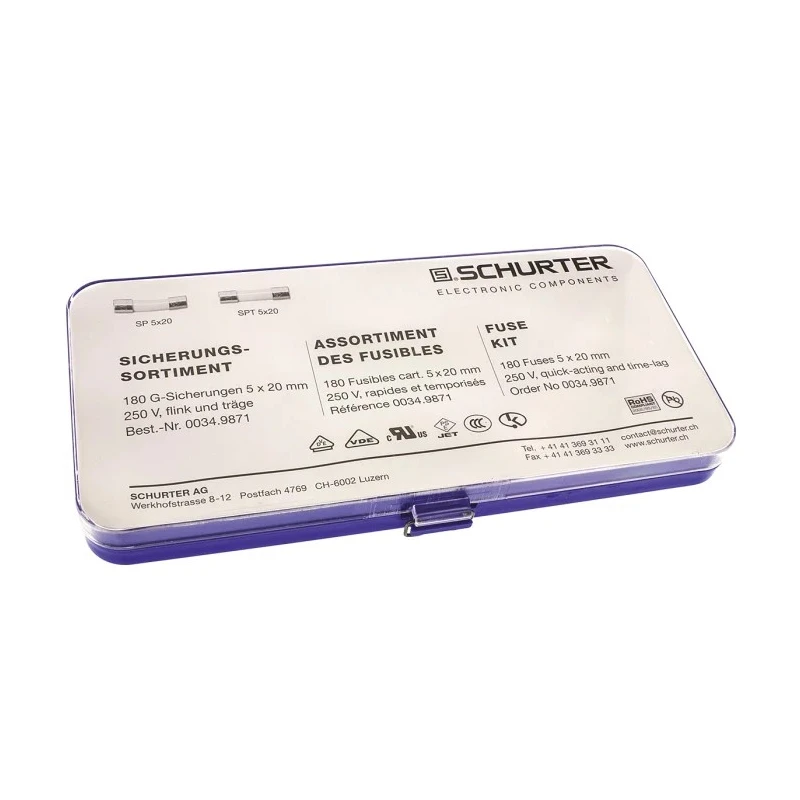 Schurter Electrical Fuse Kit Miniature Fuses 5 x 20 mm 0034.9871