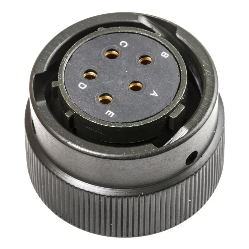 Amphenol Limited Brass Straight 5-Way Cable MIL Spec Circular Connector Male Olive, Female Contacts, Shell 62GB-56T14-05SN