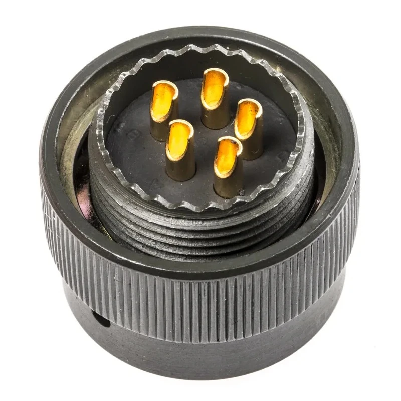 Amphenol Limited Brass Straight 5-Way Cable MIL Spec Circular Connector Male Olive, Female Contacts, Shell 62GB-56T14-05SN