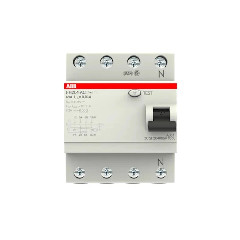 ABB FH200 Series Residual Current Circuit Breaker, 63A, 4-Pole, 30 mA, Type AC, 0.03 A 400V ac FH200