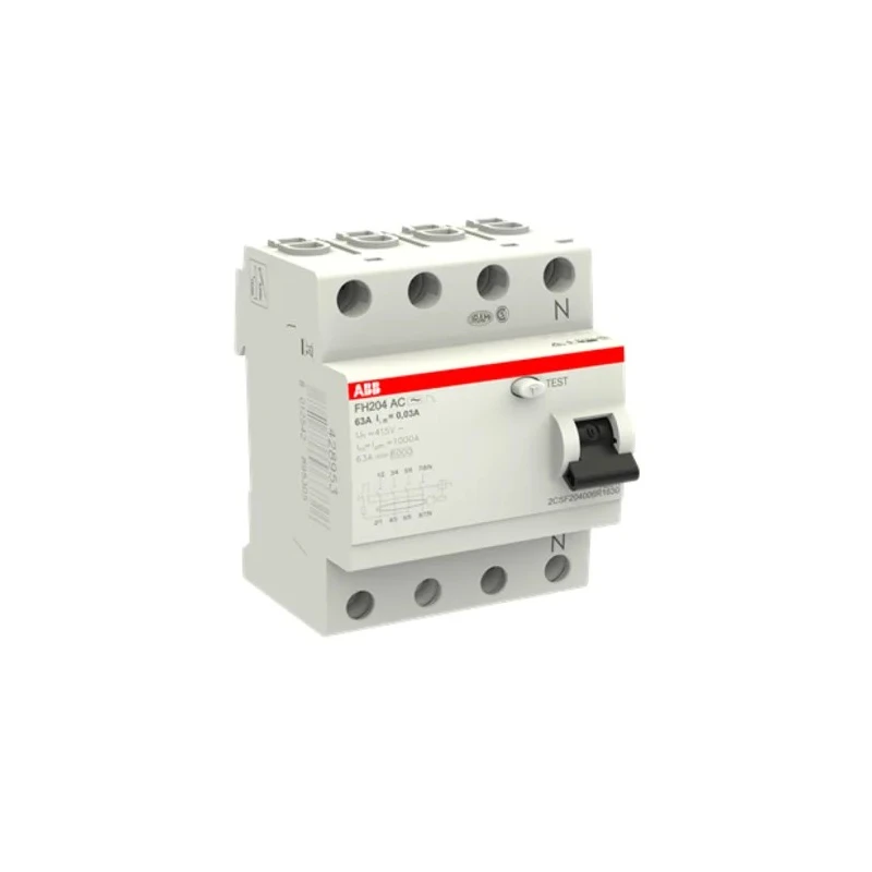 ABB FH200 Series Residual Current Circuit Breaker, 63A, 4-Pole, 30 mA, Type AC, 0.03 A 400V ac FH200