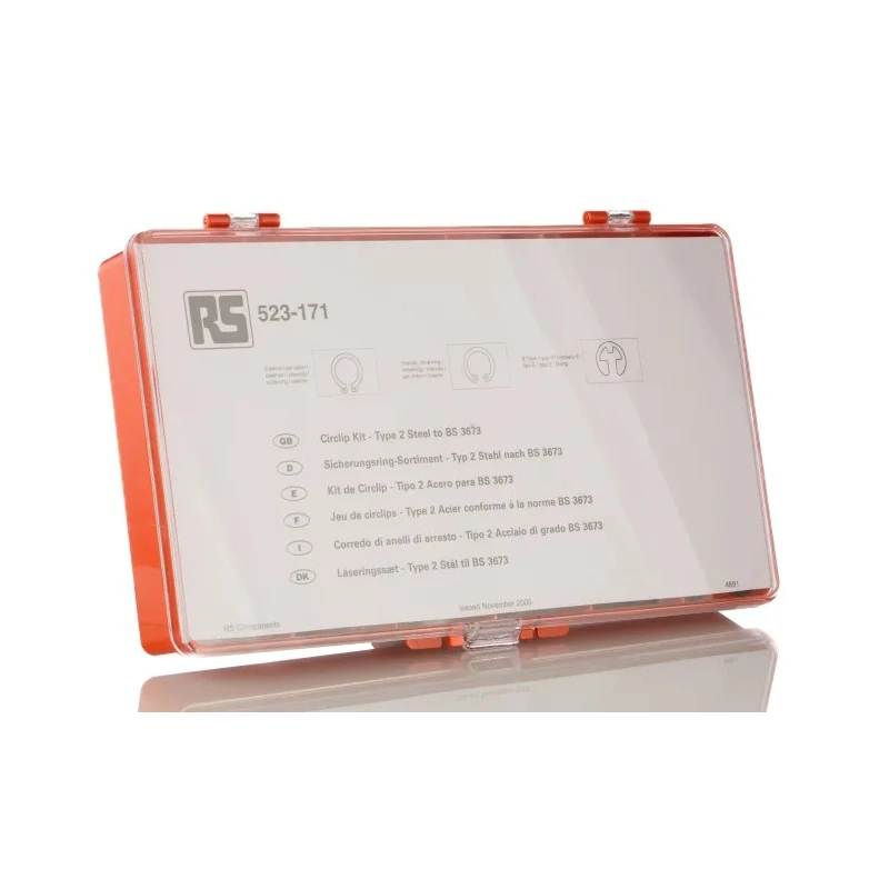 RS PRO 450 Piece Steel Circlip Kit with Maximum Shaft Diameter 25 mm Model 523-171