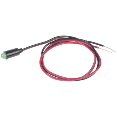 Dialight Green LED Panel Mount Indicator 559 Series 6.4 mm Mount Hole Size Lead Wire Termination 2.2V 559-5201-007F