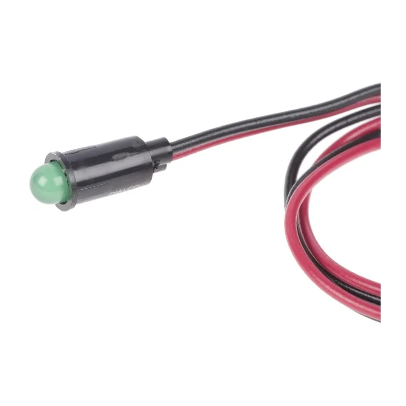 Dialight Green LED Panel Mount Indicator 559 Series 6.4 mm Mount Hole Size Lead Wire Termination 2.2V 559-5201-007F