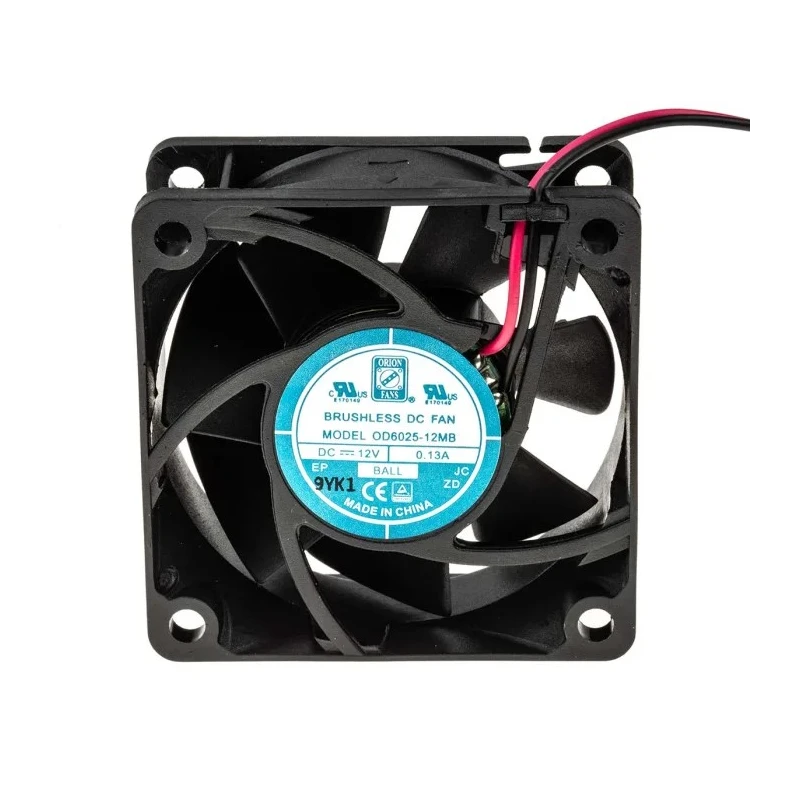 RS PRO DC Brushless Axial Fan 12V dc 1.7 W 130 mA 30.6 m³/h Ball Bearing 60 mm Square Frame 541-4965