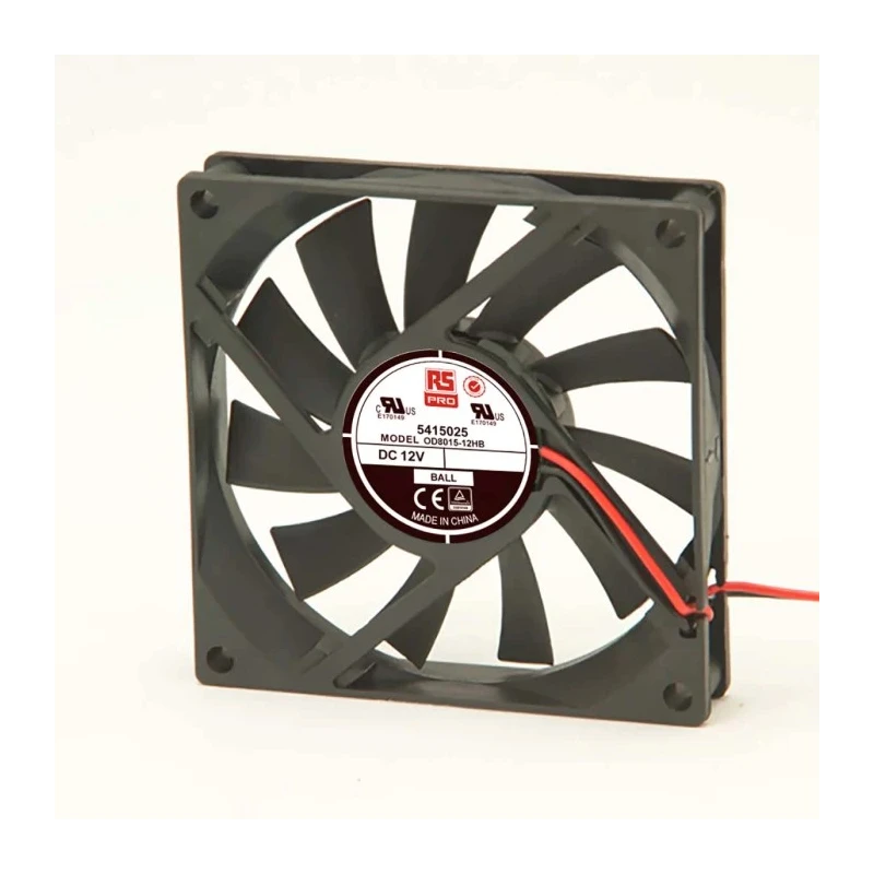 RS PRO Axial Fan, 12V DC, 51 m³/h Air Flow, 2.3 W Power Consumption, 180 mA Max Current, 3200 RPM, 80 mm Frame 541-5025