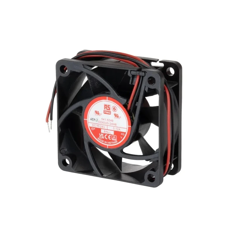 RS PRO Brushless Square Frame Axial Fan 24V DC 3.5W 120mA 4500 RPM 40.8 m³/h 60x60x25 mm 541-5249