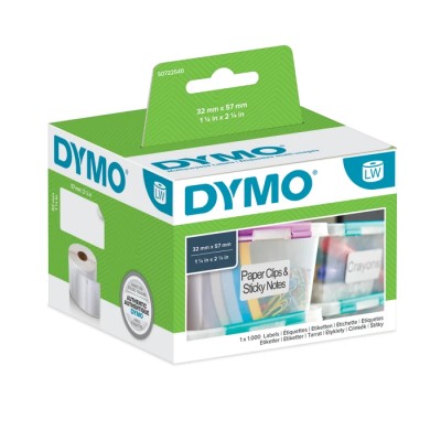 Dymo White Black Print Label Roll 57 mm Width 1000 Per Roll S0722540