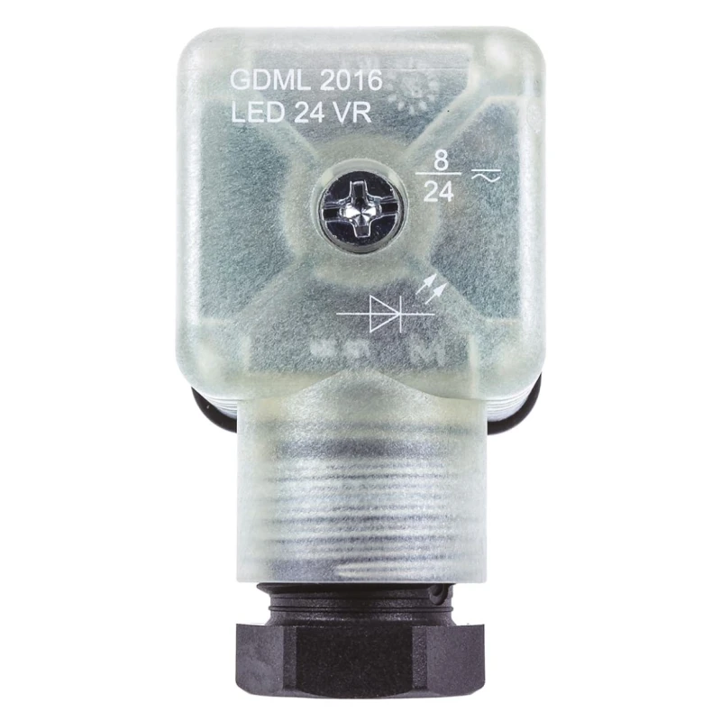Hirschmann GDML 2P+E DIN 43650 A Solenoid Valve Connector Indicator Light, 24V 8A Current 934418002 GDML 2016 LED 24 VR black