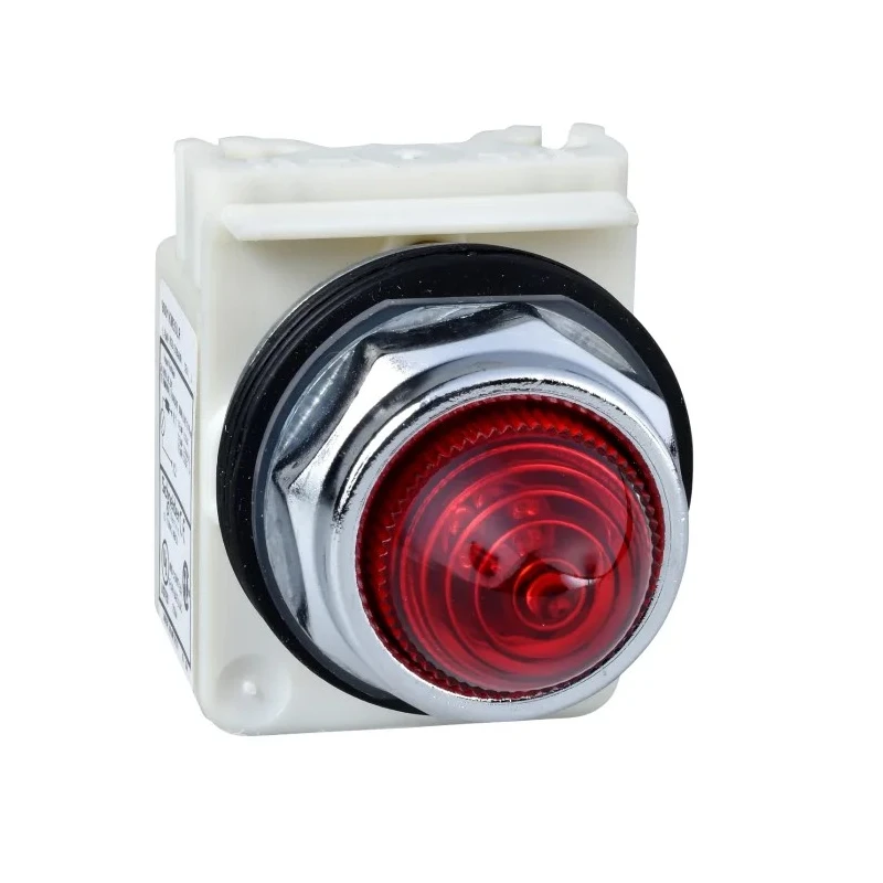Schneider Electric Flush Red LED Pilot Light Harmony 9001K 30 mm Cutout 120V AC/DC IP66 Round 9001KP38LRR9