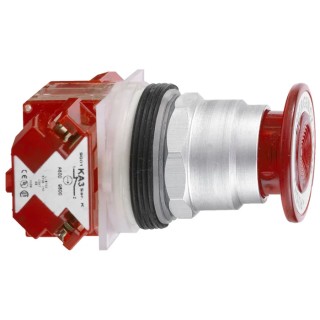 Schneider Electric Harmony 9001K Series Push Button Switch, Spring Return, Panel Mount, 30 mm Cutout, SPST, Red 9001KR9R21H6