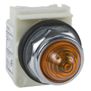 Schneider Electric Flush Orange LED Pilot Light Harmony 9001K 30 mm Cutout IP66 Round 24V ac/dc 9001KP35LYA9