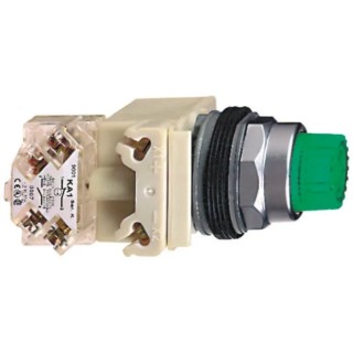 Schneider Electric Harmony 9001K Series Illuminated Push Button Switch, Spring Return, Panel Mount, 30 mm 9001K2L38LGGH13