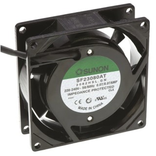 Sunon SF Series Sleeve Bearing AC Axial Fan 230V AC 13.5W 70mA 28.9m³/h 80mm Square Frame SF23080AT/2082HSL.GN