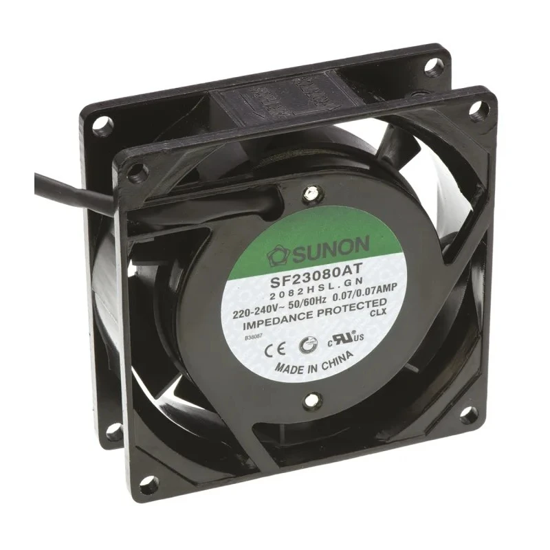 Sunon SF Series Sleeve Bearing AC Axial Fan 230V AC 13.5W 70mA 28.9m³/h 80mm Square Frame SF23080AT/2082HSL.GN