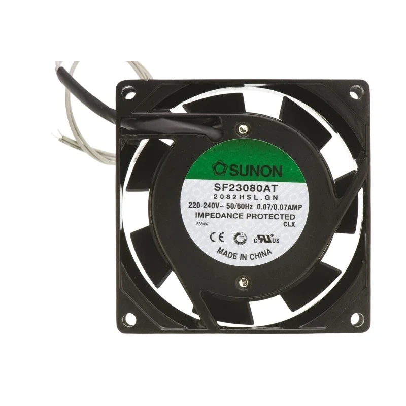 Sunon SF Series Sleeve Bearing AC Axial Fan 230V AC 13.5W 70mA 28.9m³/h 80mm Square Frame SF23080AT/2082HSL.GN