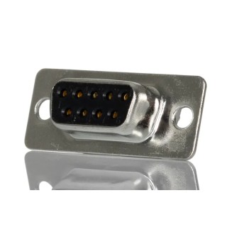 RS PRO 9 Way Straight 2.77 mm Pitch Panel Mount D-Sub Connector with 3.05 mm Through Hole Female 544-3755