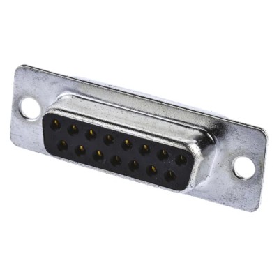 RS PRO 15 Way Straight 2.77 mm Pitch Panel Mount D-Sub Connector with 3.05 mm Through Hole Female 544-3799