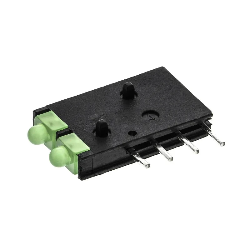 Dialight Green Right Angle PCB LED Indicator 5 mm (T-1 3/4), 2 LEDs 2.1 V Single Colour 571-0122-100F
