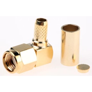RS PRO Coaxial Connector Cable Male SMA, 50 Ω, Right Angle, Gold Plated Crimp Termination 546-2790
