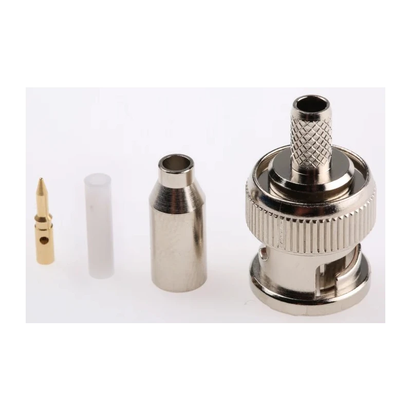RS PRO Coaxial Connector Cable Male BNC, 50 Ω, Straight Body Crimp, Nickel Plated, Gold Contacts, 4 GHz Frequency 546-3737