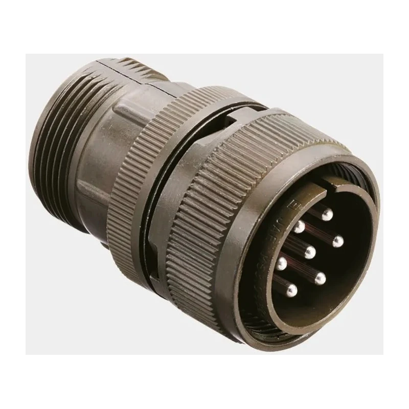 JAE Copper Alloy Straight 10 Way Cable MIL Spec Circular Connector Male Black Silver Plated Contacts Shell N/MS3106B18-1P