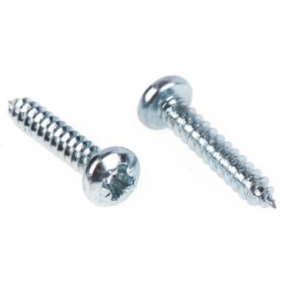 RS PRO Bright Zinc Steel Pan Head Self-Tapping Screw Thread Size 6 Length 19 mm Grade A4 Pozidriv Drive 546-5676