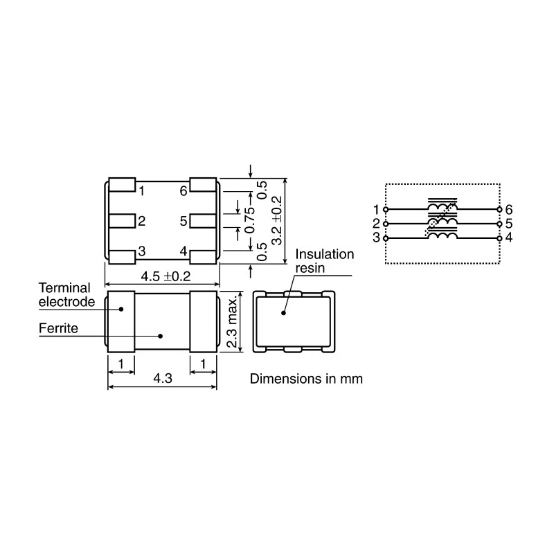 TDK Surface Mount Common Mode Line Filter with Ferrite Core 150 mA Idc ACM2520-801-3P-T
