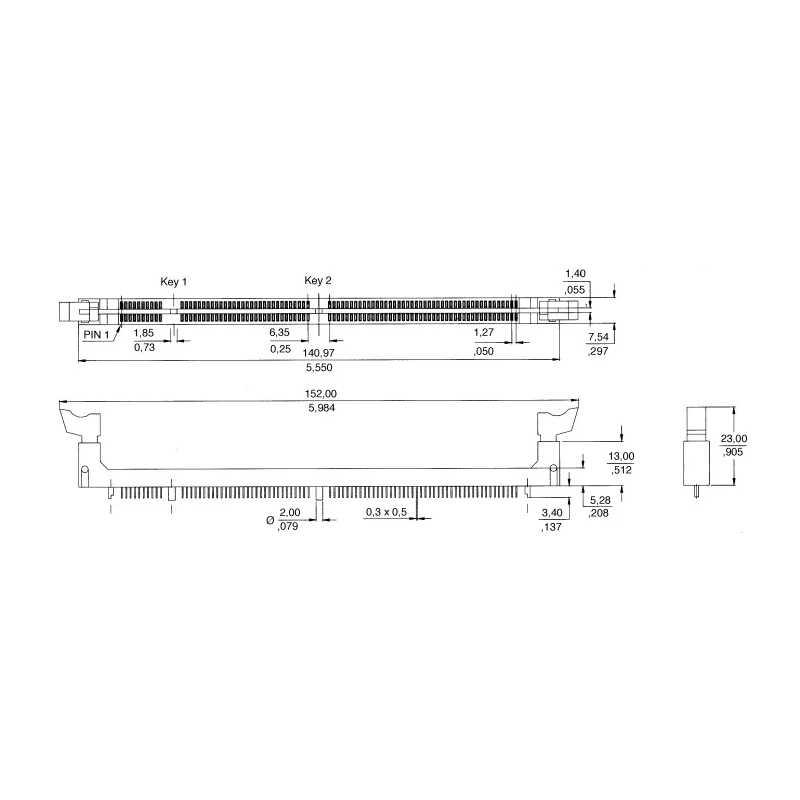 E-TEC 2.54 mm Pitch 168 Way Straight Through Hole Mount DIMM Socket 3.3V 1A DM1-168-VCA9-95/1L