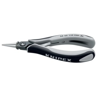 Knipex Chrome Steel Multi-Component Handle ESD Safe Round Nose Plier 134mm Overall, 24mm Jaw 34 32 130 ESD