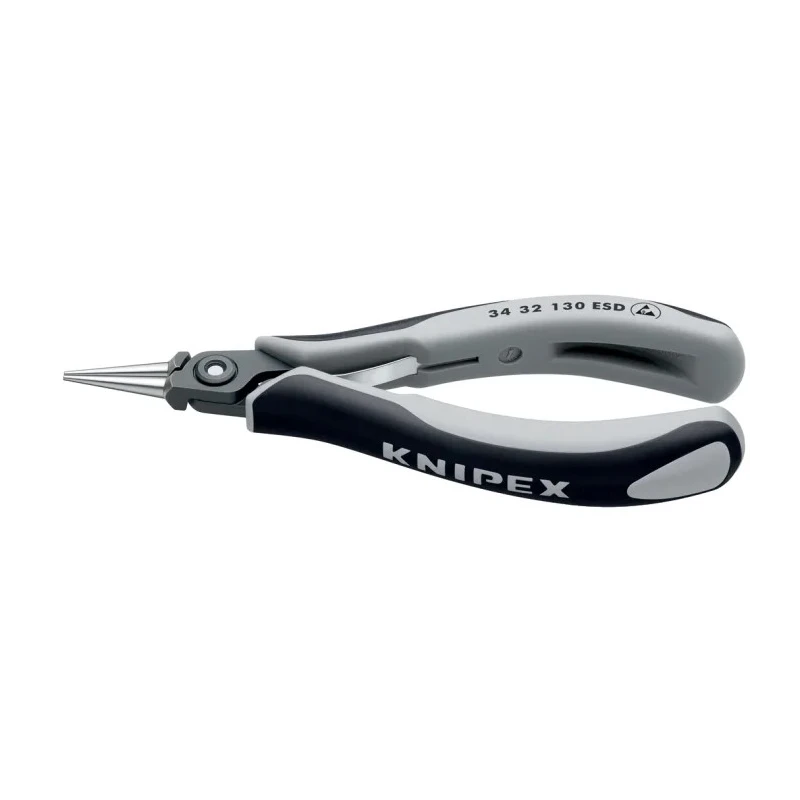Knipex Chrome Steel Multi-Component Handle ESD Safe Round Nose Plier 134mm Overall, 24mm Jaw 34 32 130 ESD