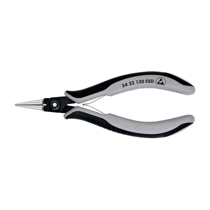 Knipex Chrome Steel Multi-Component Handle ESD Safe Round Nose Plier 134mm Overall, 24mm Jaw 34 32 130 ESD