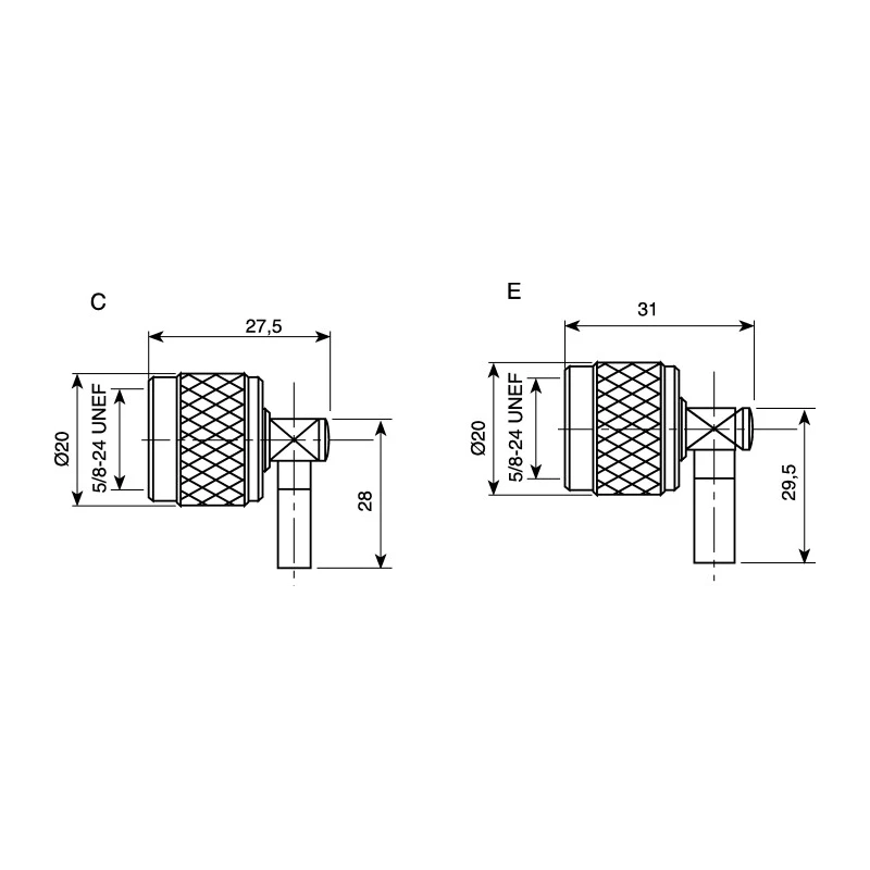 Telegartner N Series Coaxial Connector Cable Male N Connector 50 Ω Right Angle Body Solder J01020A0035