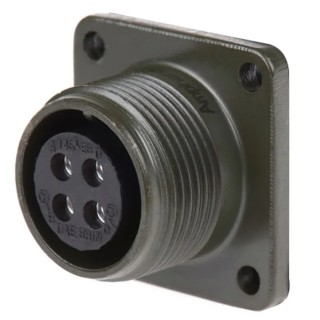 Amphenol Industrial MIL Spec Circular Connector 4 Contacts Female Box Mount Aluminium Alloy Black Zinc Cobalt Plated MS3102A