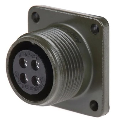 Amphenol Industrial MIL Spec Circular Connector 4 Contacts Female Box Mount Aluminium Alloy Black Zinc Cobalt Plated MS3102A