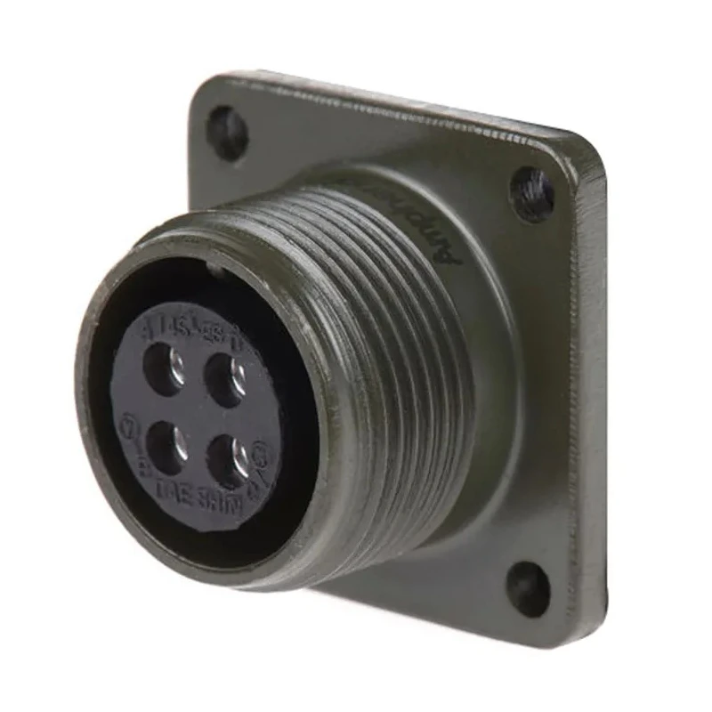 Amphenol Industrial MIL Spec Circular Connector 4 Contacts Female Box Mount Aluminium Alloy Black Zinc Cobalt Plated MS3102A