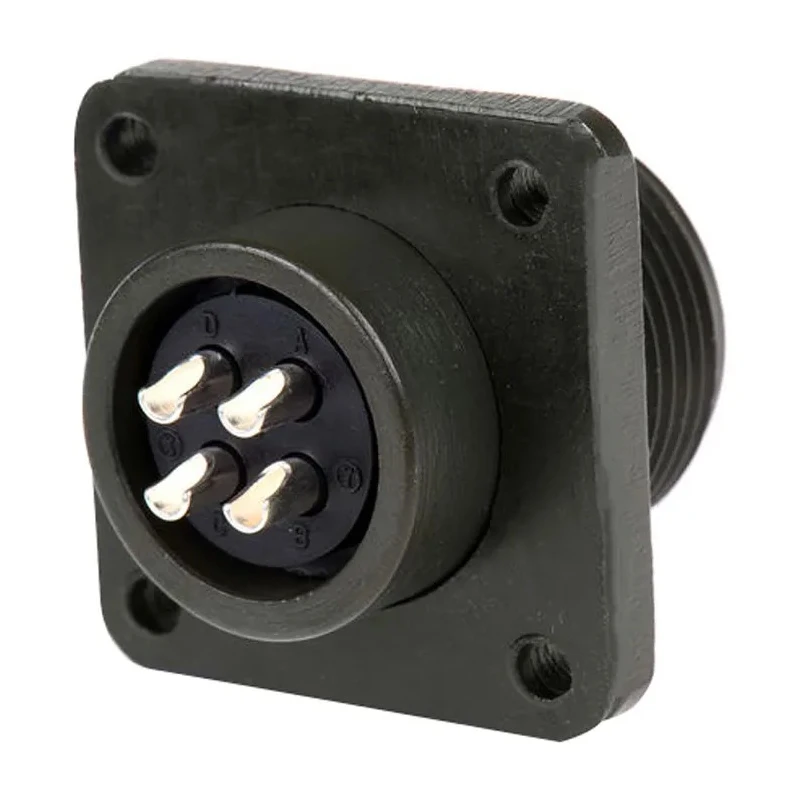 Amphenol Industrial MIL Spec Circular Connector 4 Contacts Female Box Mount Aluminium Alloy Black Zinc Cobalt Plated MS3102A