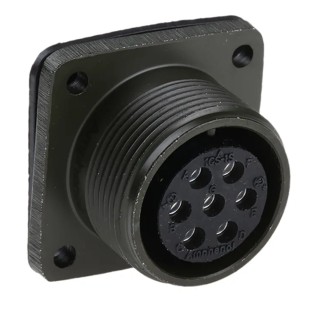 Amphenol Industrial MIL Spec Circular Connector Copper Alloy Straight 7 Way Box Mount Female 13A 500, 700V ac MS3102A