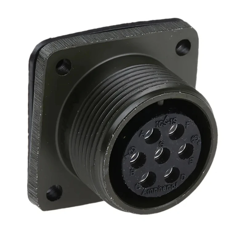 Amphenol Industrial MIL Spec Circular Connector Copper Alloy Straight 7 Way Box Mount Female 13A 500, 700V ac MS3102A