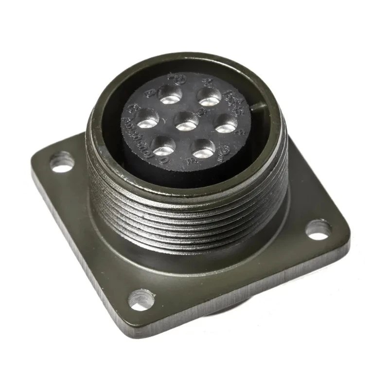 Amphenol Industrial MIL Spec Circular Connector Copper Alloy Straight 7 Way Box Mount Female 13A 500, 700V ac MS3102A