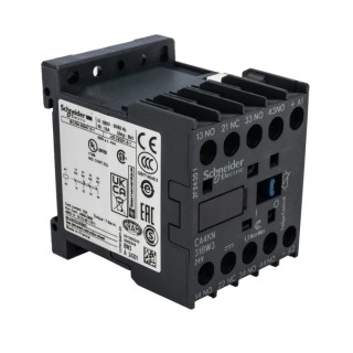 Schneider Electric Contactor CA4KN31BW3, 24V DC Coil, 4-Pole, 10 A Contact Current, 690V AC, DIN Rail Mount
