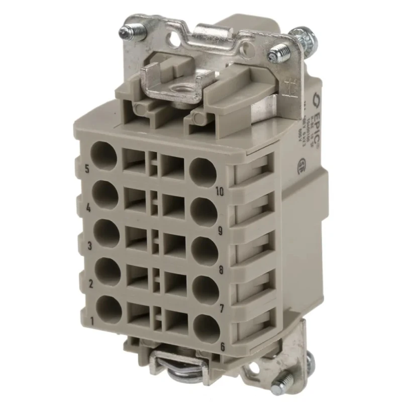 EPIC Heavy Duty Power Connector Insert 16A H-BE Series Male 10 Contacts 600V 10400100